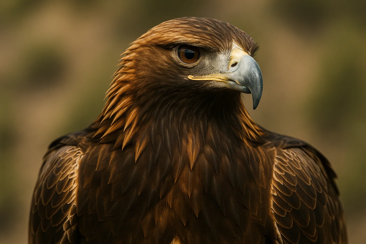 Águila real en vuelo mostrando cola larga