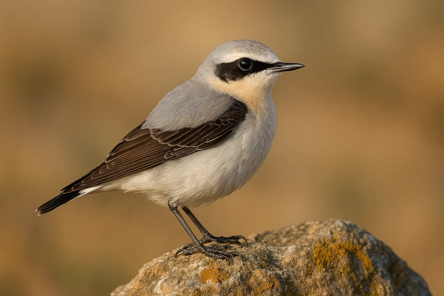 Collalba gris en roca