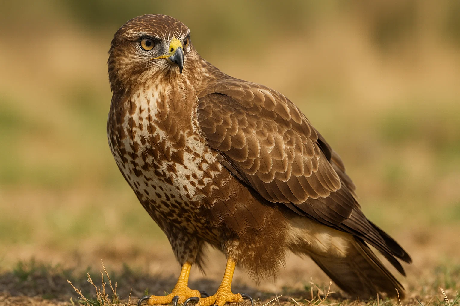 Ratonero común posado en un poste