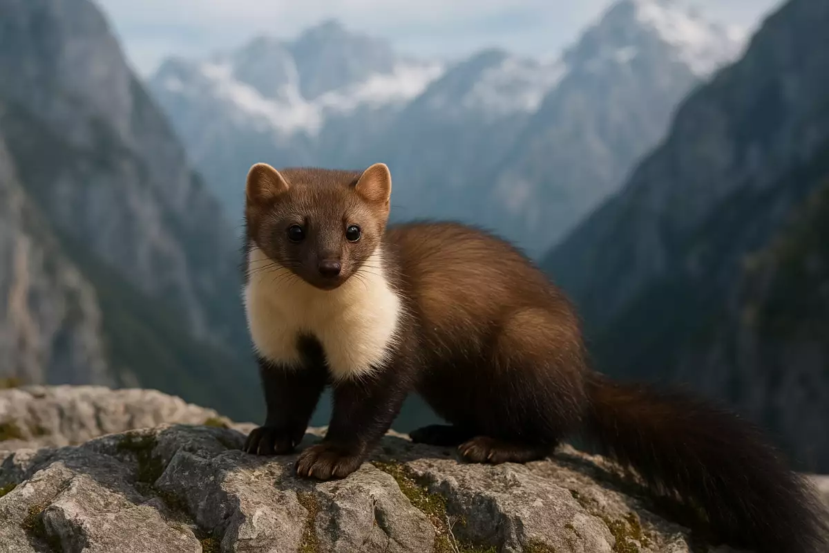 Garduña con mancha blanca en el pecho