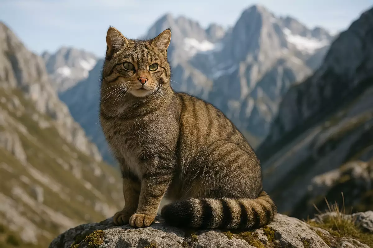 Gato montés con cola gruesa anillada