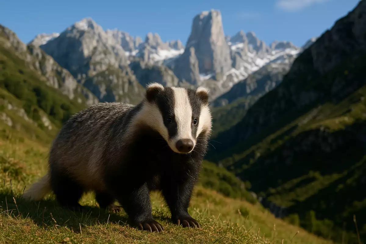 Tejón con las franjas negras en la cara