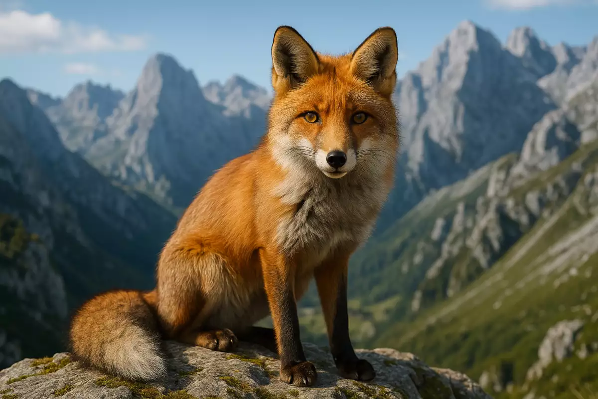 Zorro rojo con cola espesa