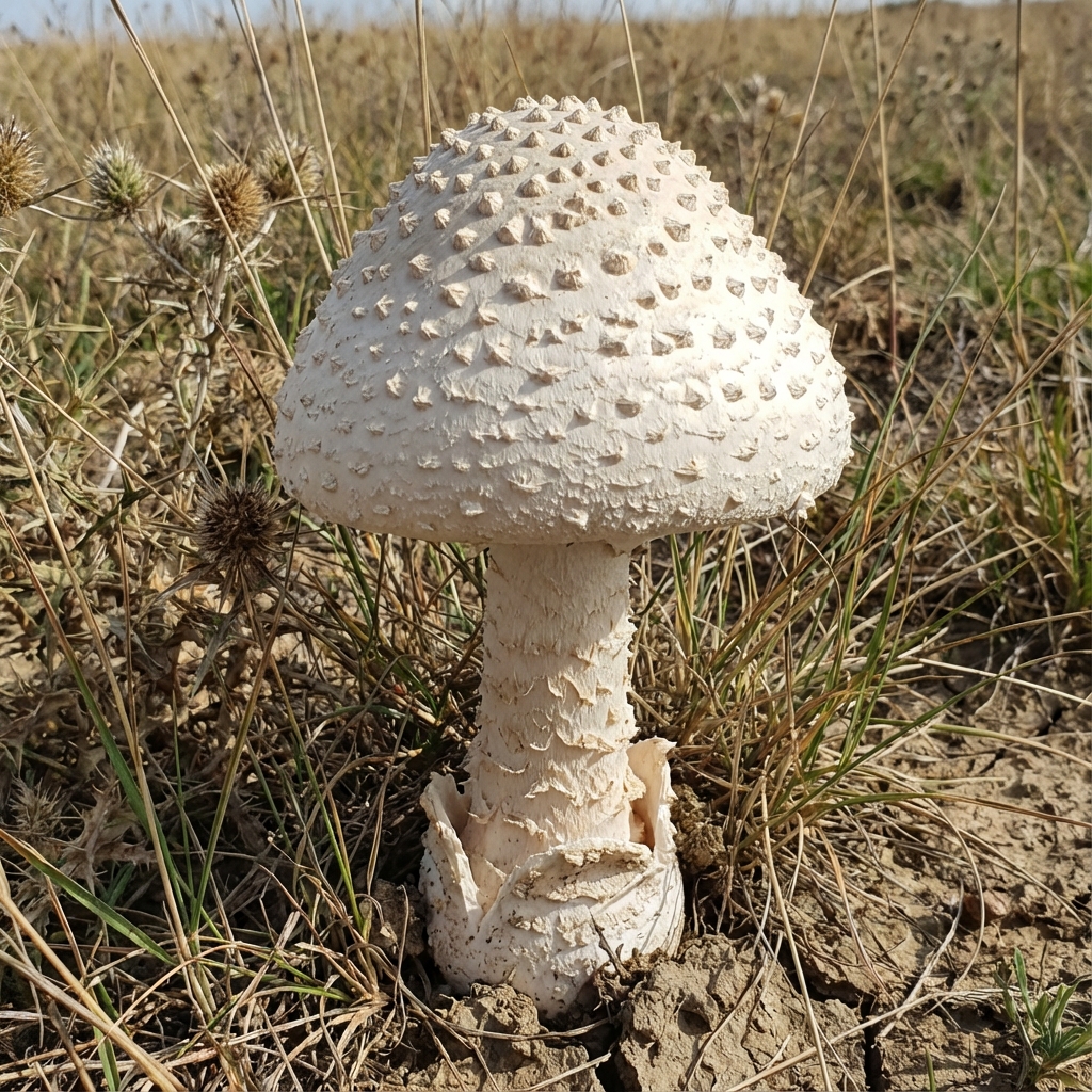 Amanita vittadinii con verrugas escamosas claras