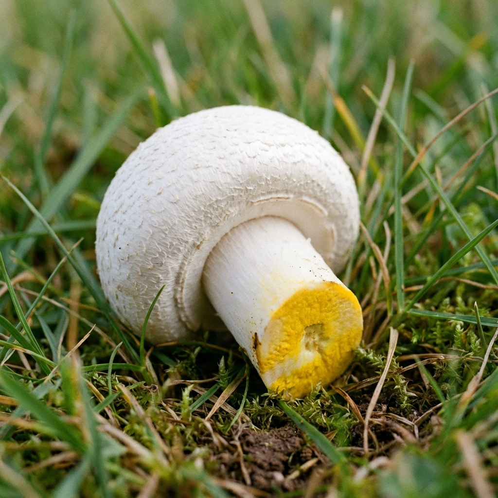 Agaricus xanthodermus, champiñón tóxico que amarillea
