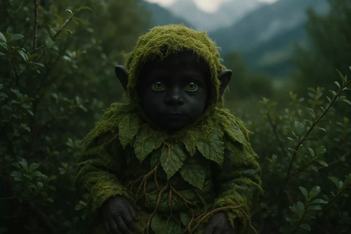 Trenti entre musgo y hojas