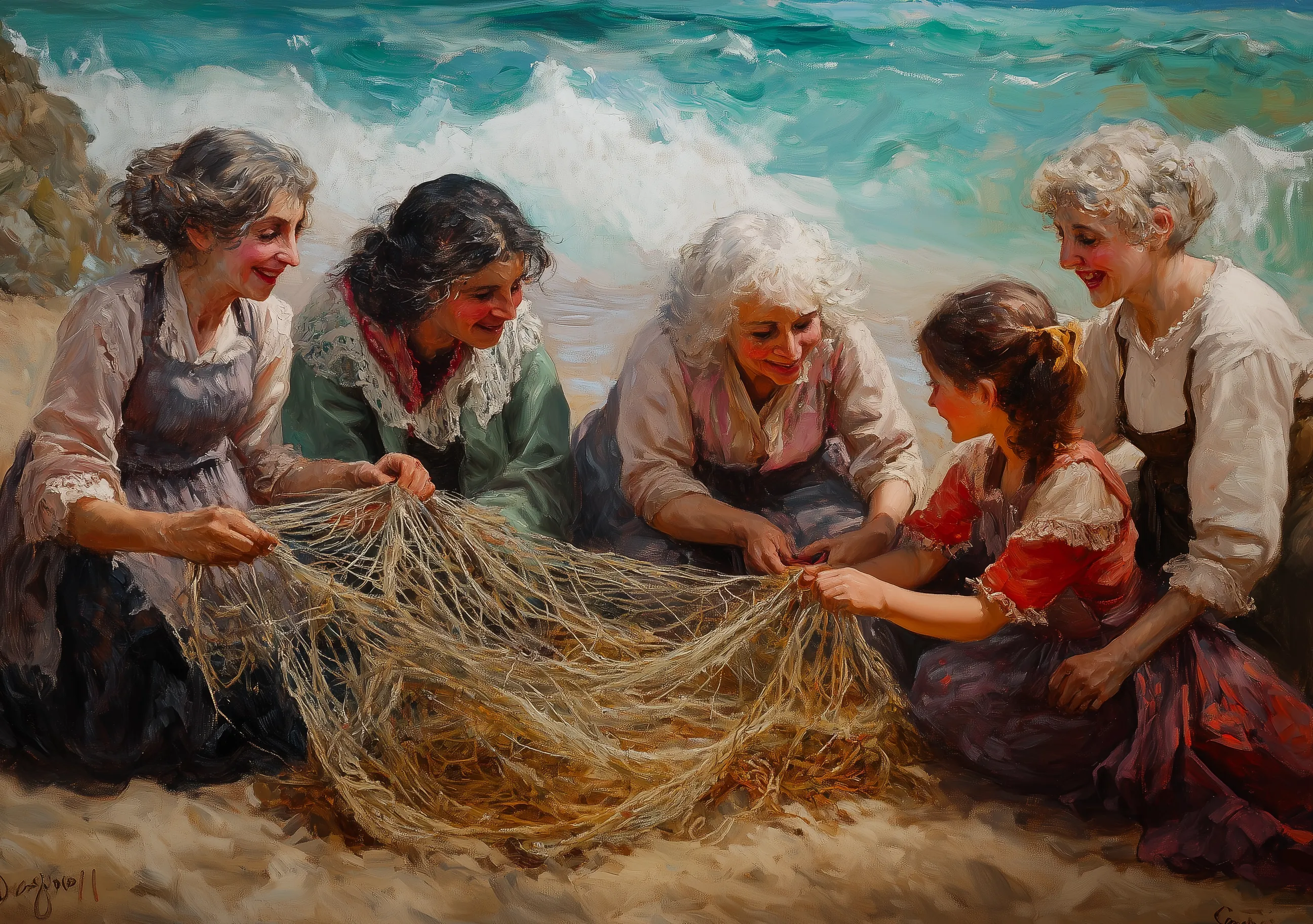 Art Fishing Family