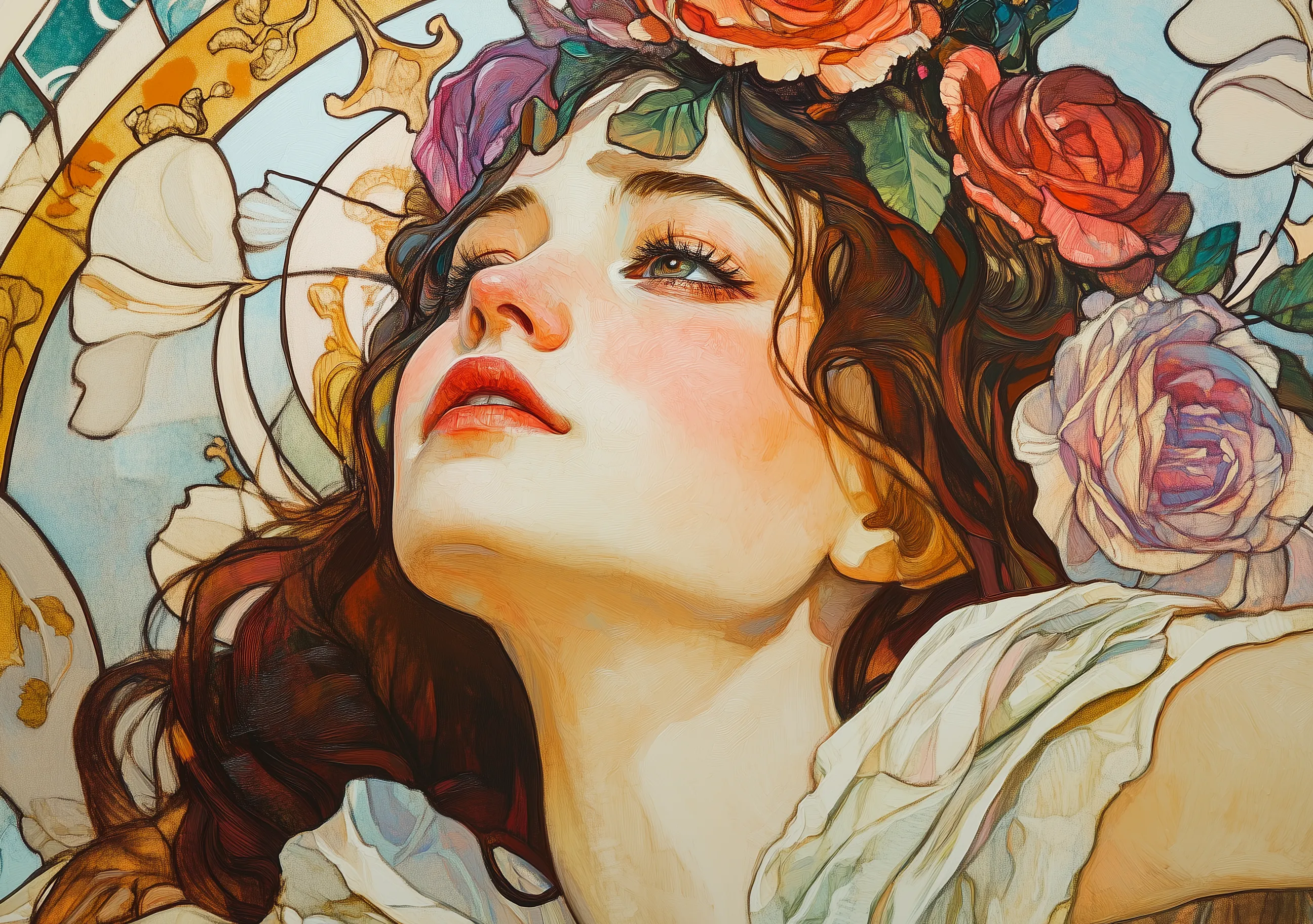 Art Nouveau Flower Portrait