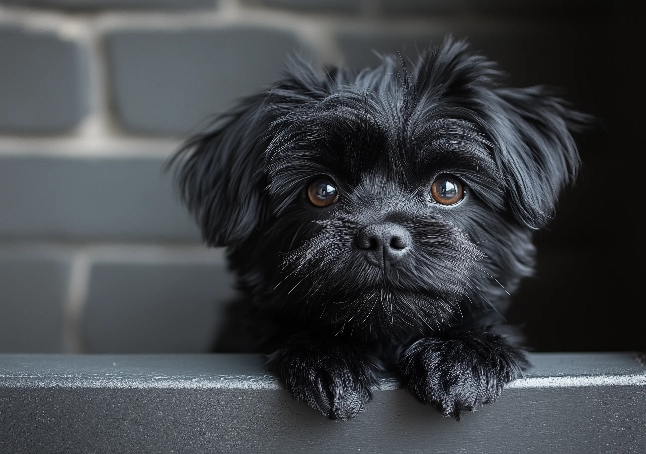 Black And White Dog In Bar