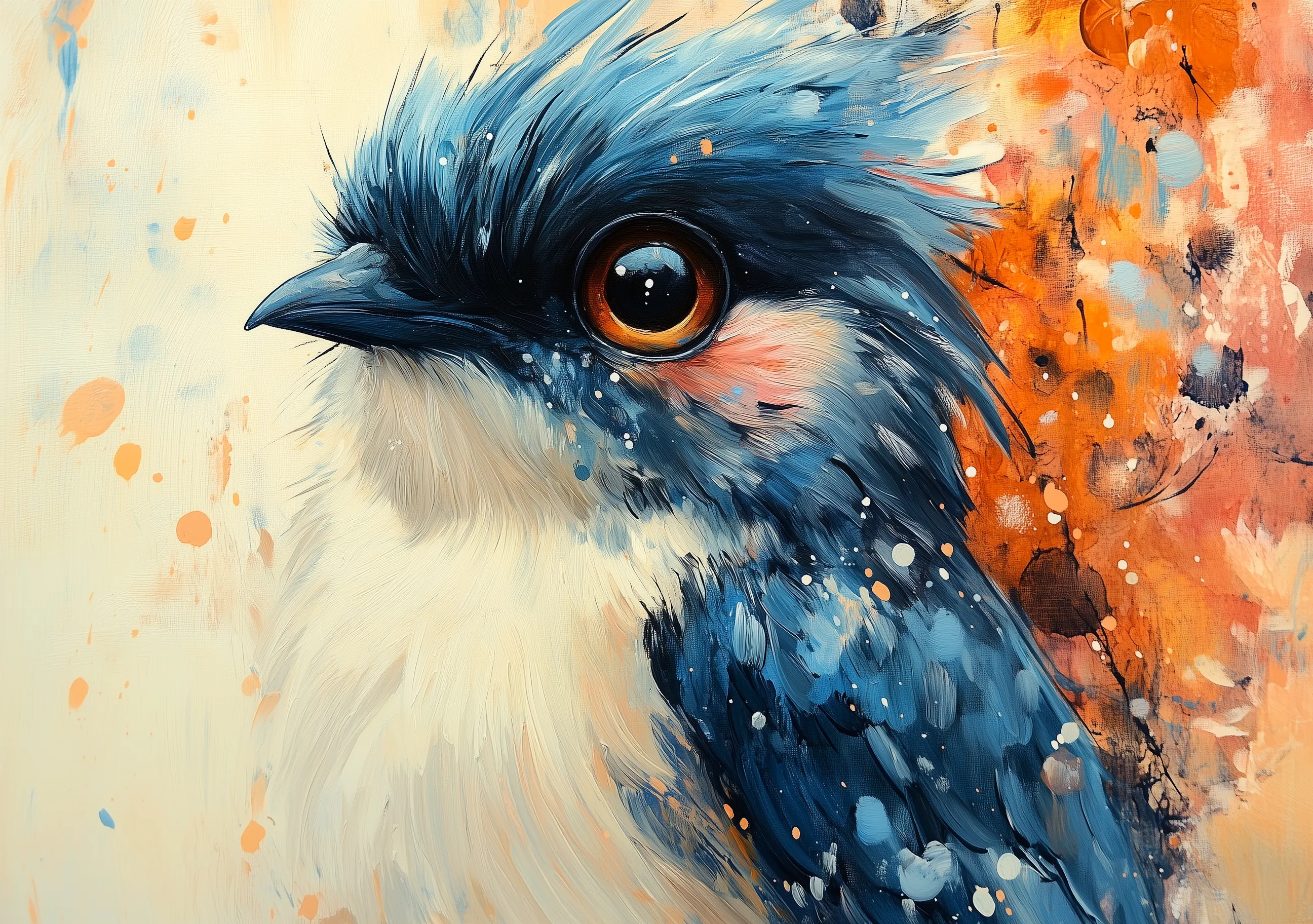 Blue And Red Bird Abstract Art Print