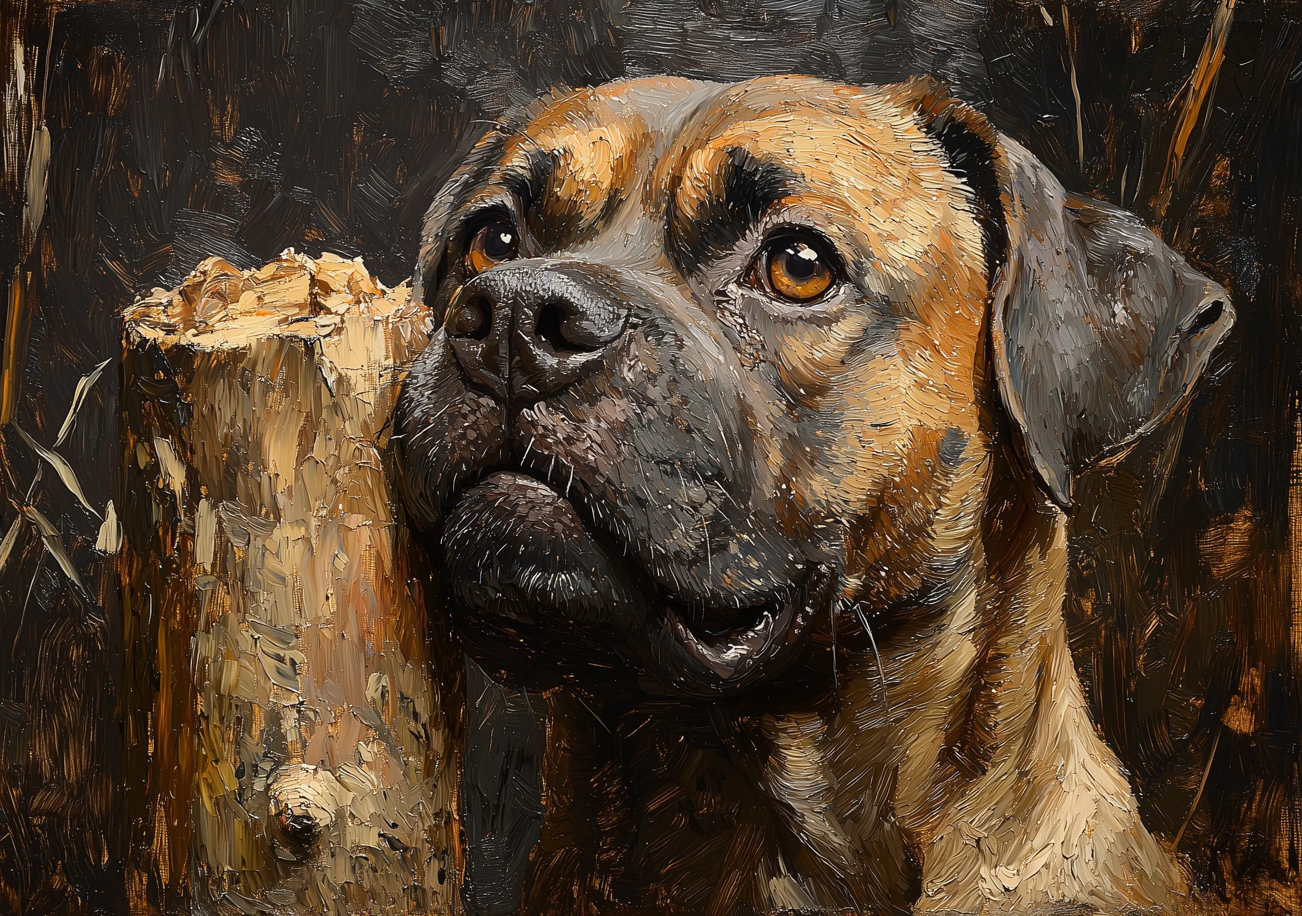 Boxing Dog Impressionism Painting