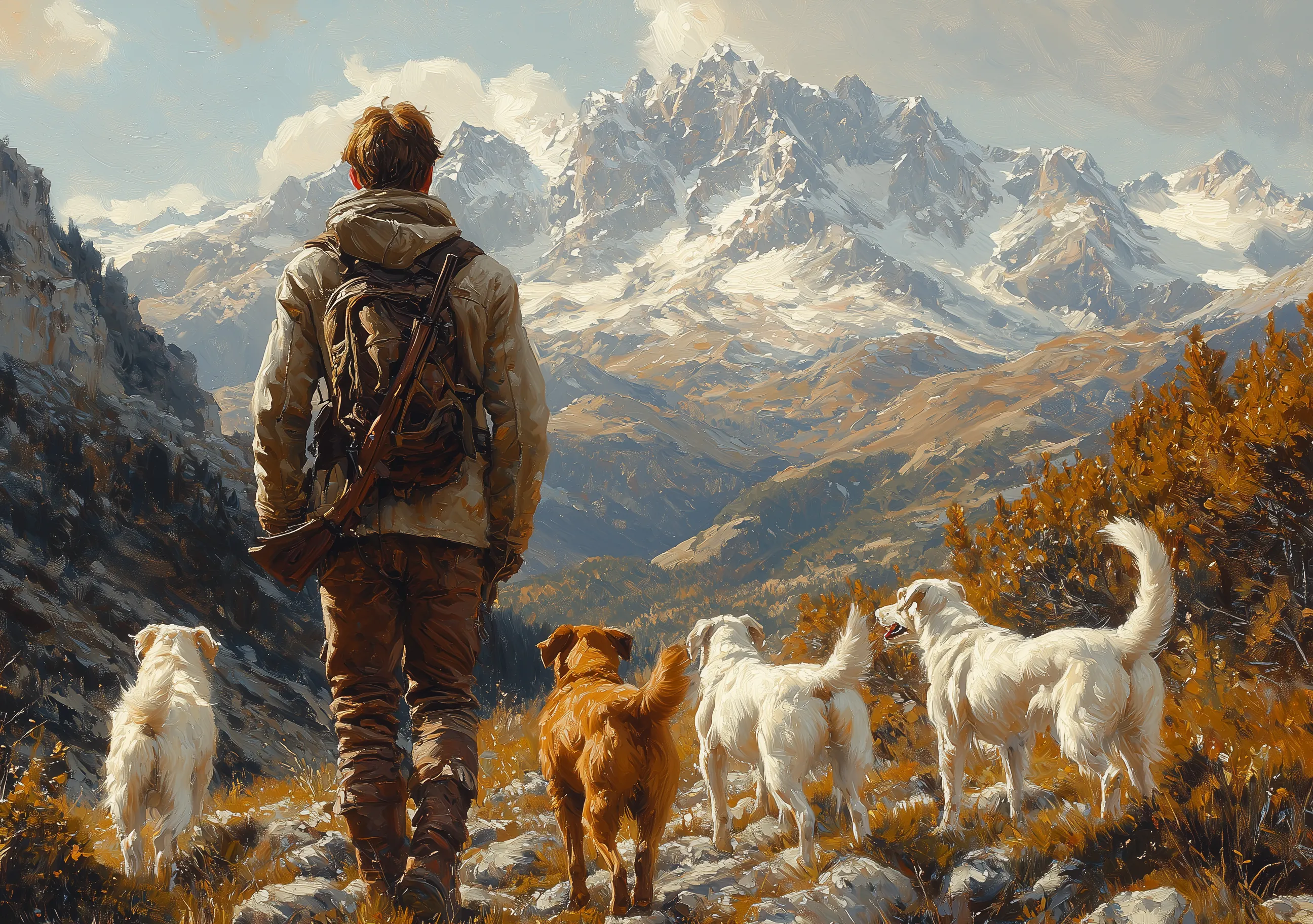 Caminante Alpinos Perros Montaña