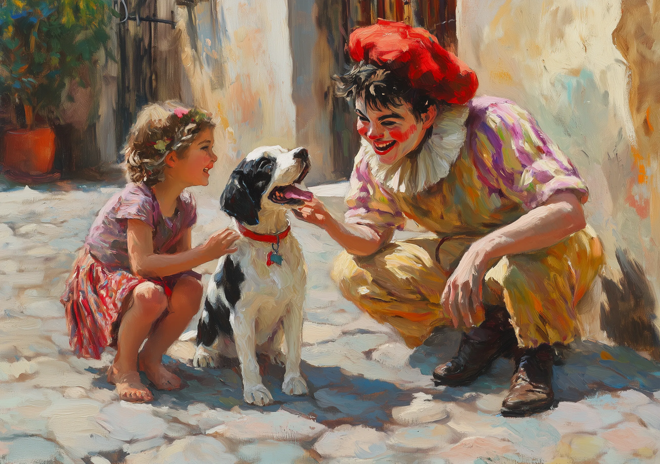 Retrato Atemporal: Clown Caballero Perro