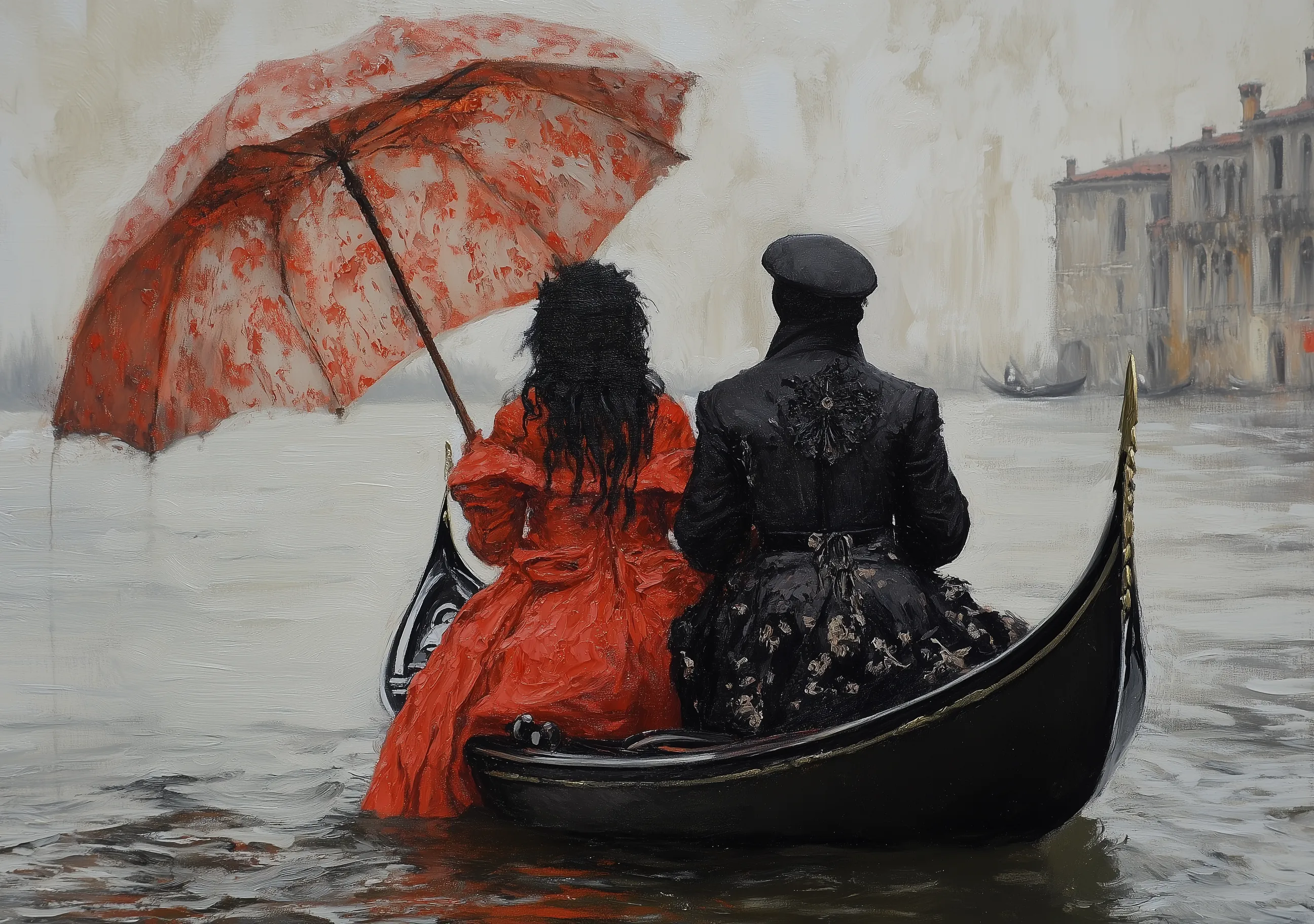 Couple In Boat Rain