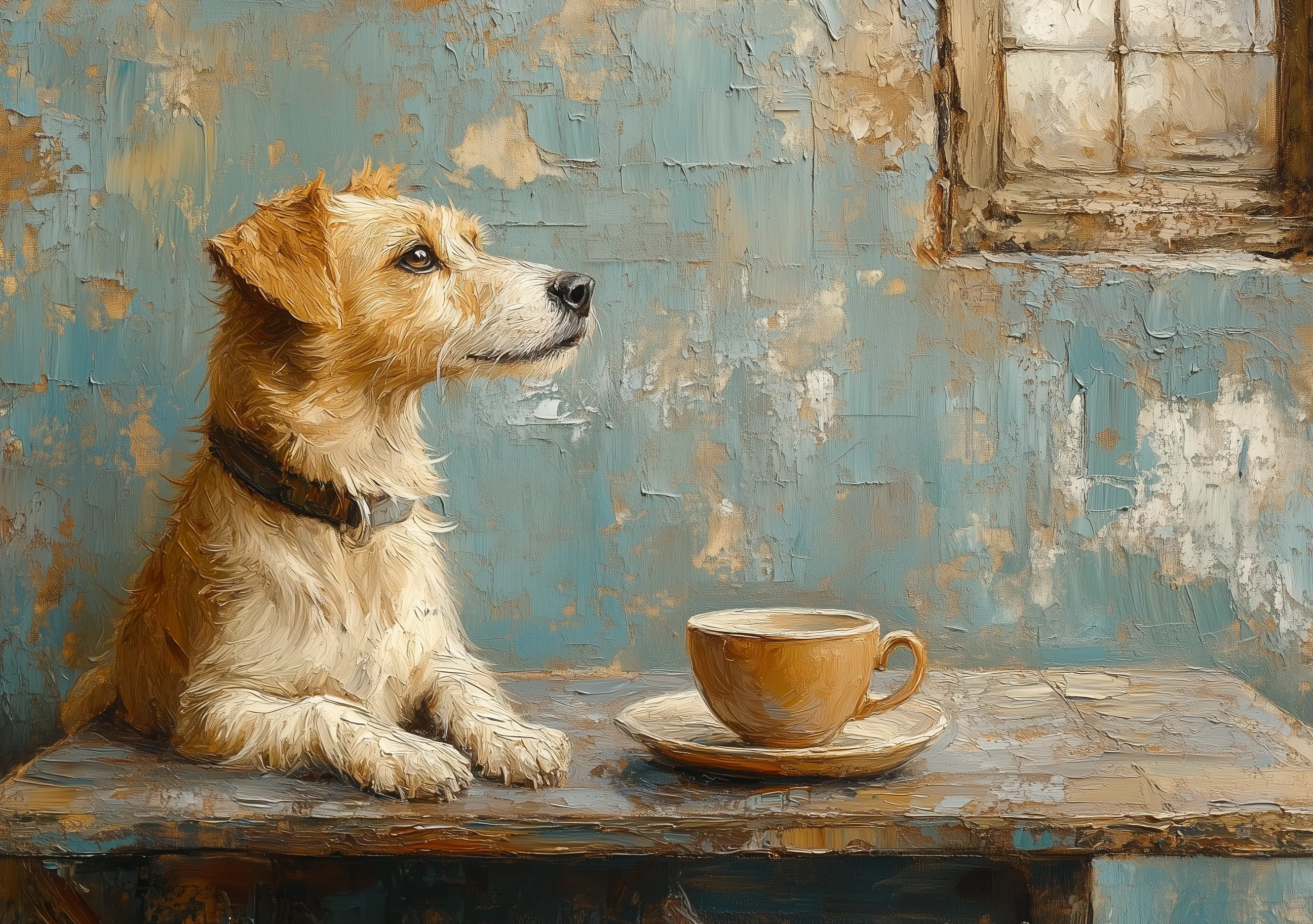 Dog At Table Art