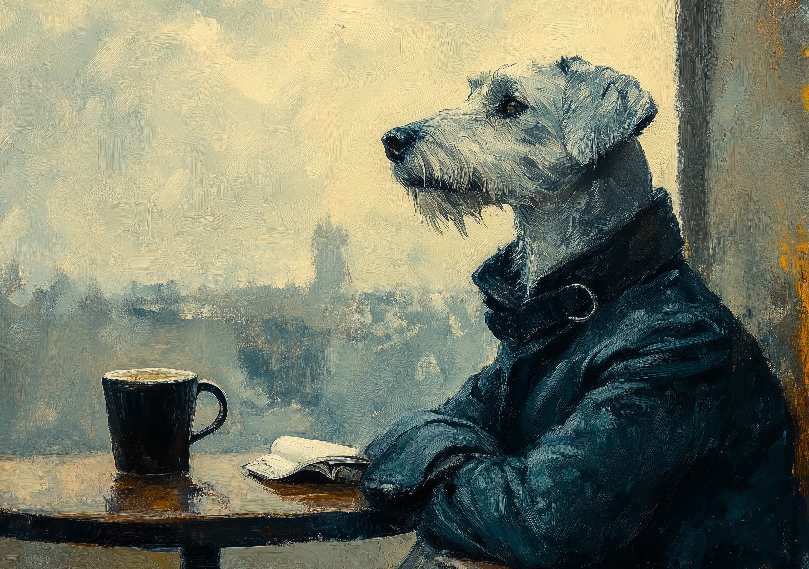 Dog In Cafe Impressionism