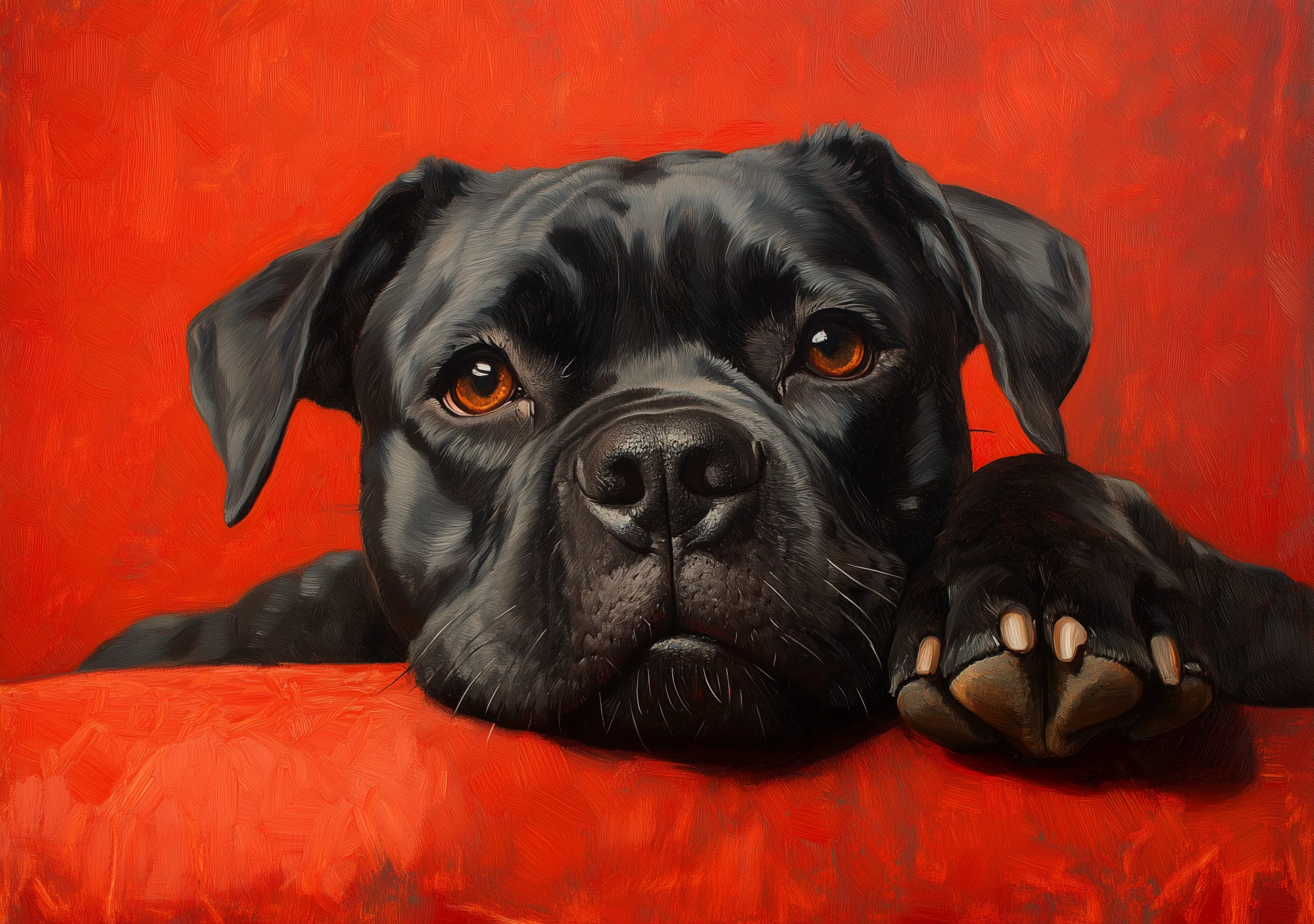 Dog Resting On Red Surface