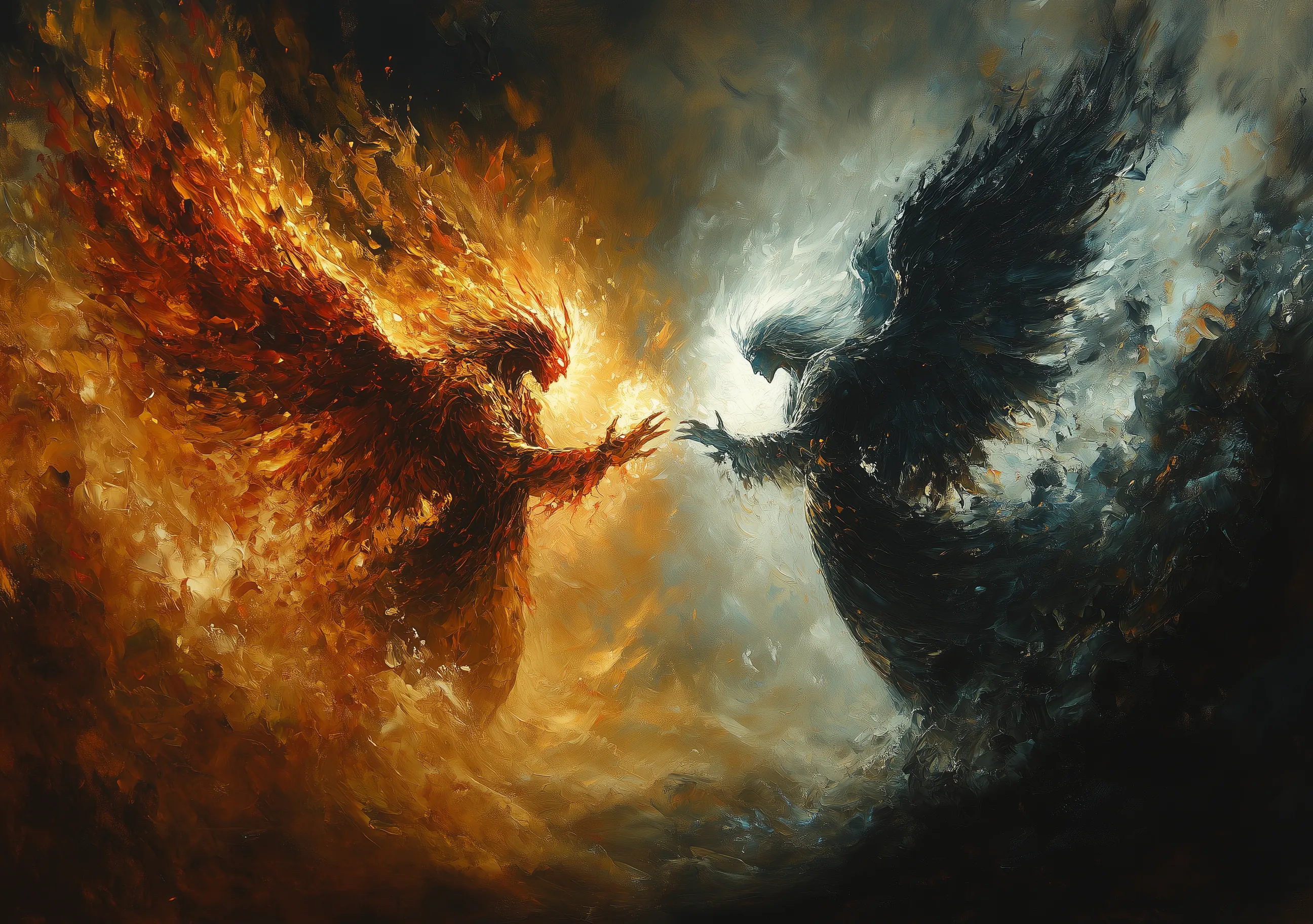 Duel Mythical Creatures Fiery Backdrop