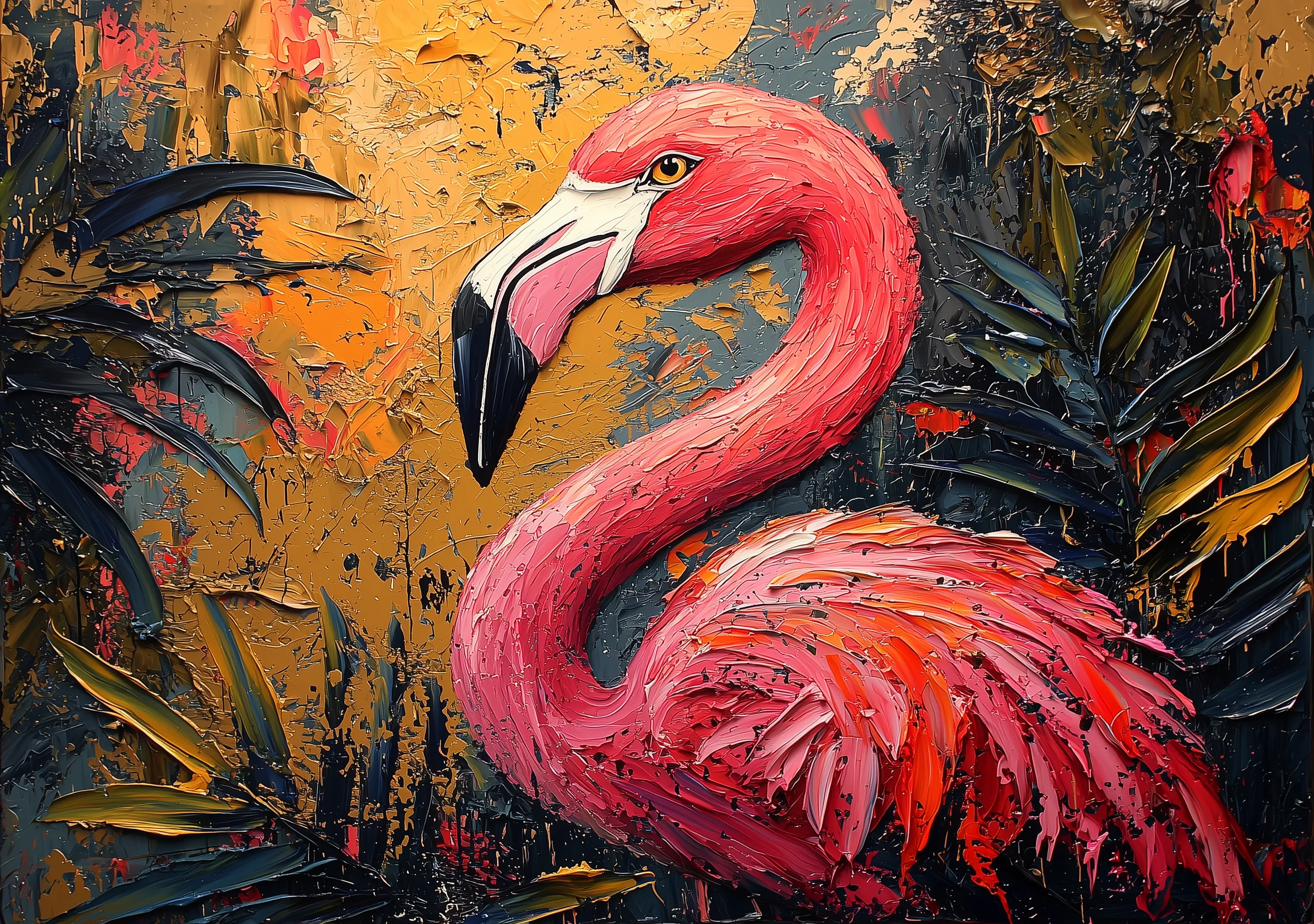 Flamingo Jungle Art