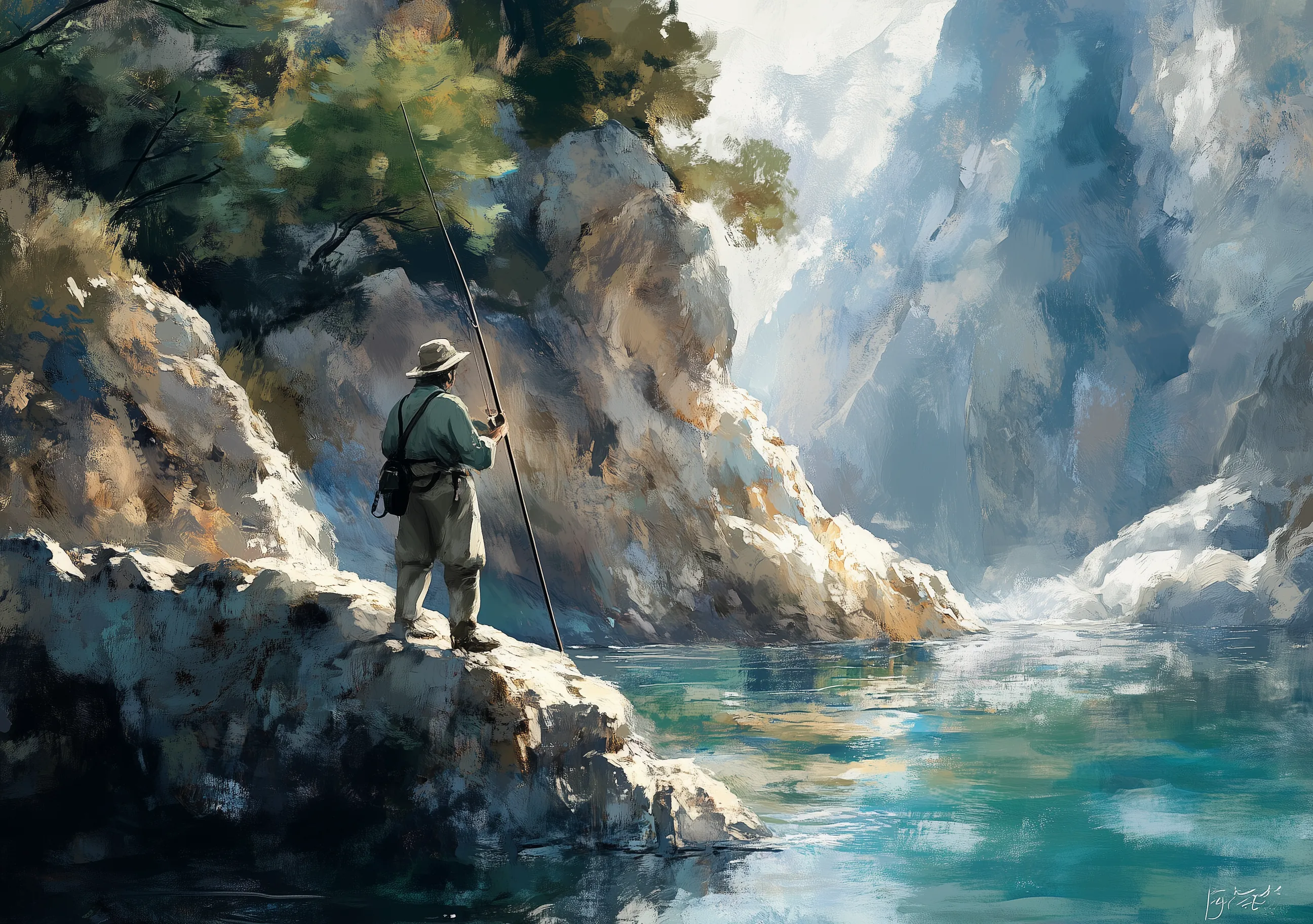 Landscape Fishing Man