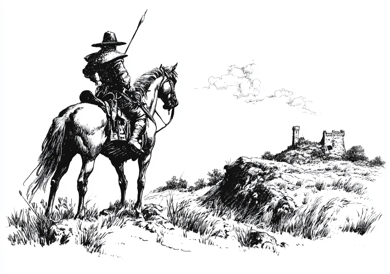 Man On Horse Rural Landscape