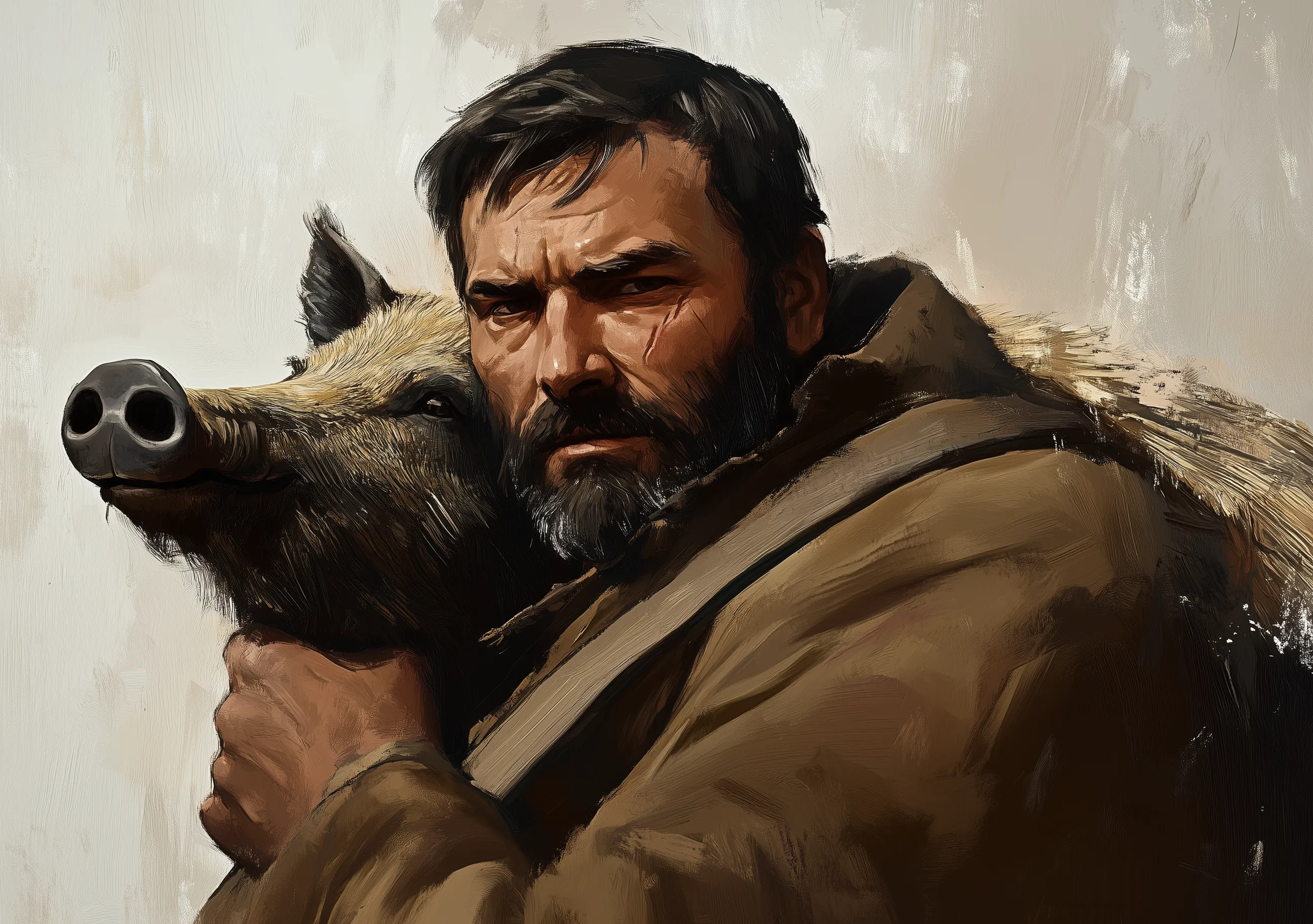 Man With Gun And Bison