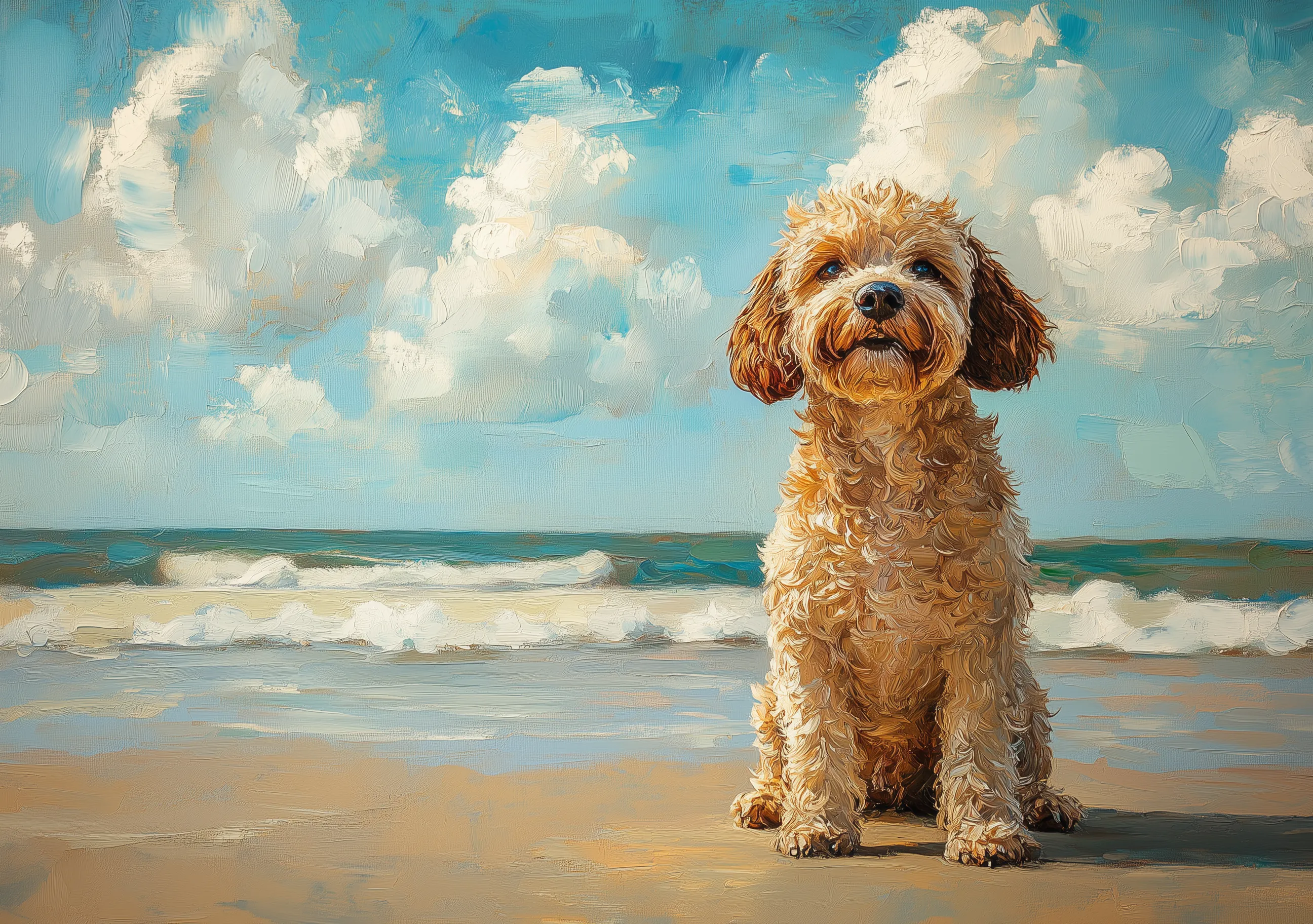 Painting Of Dog On Beach