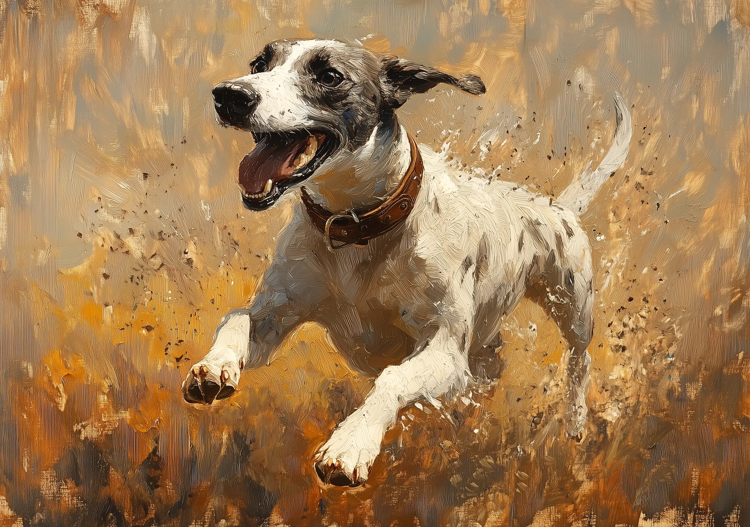Perro Corriendo Campo Trigo