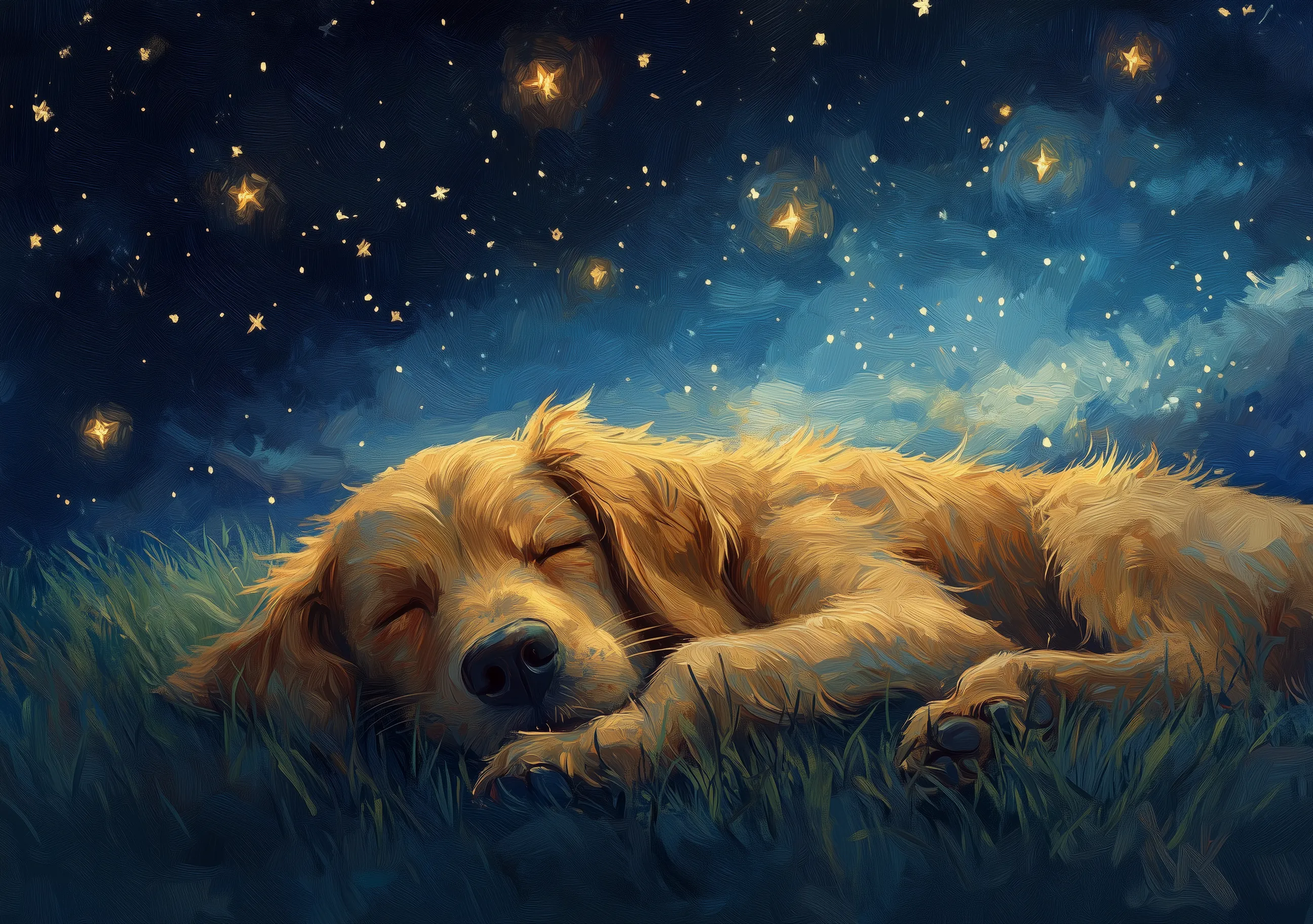 Perro Durmiendo Estrellado Cielo