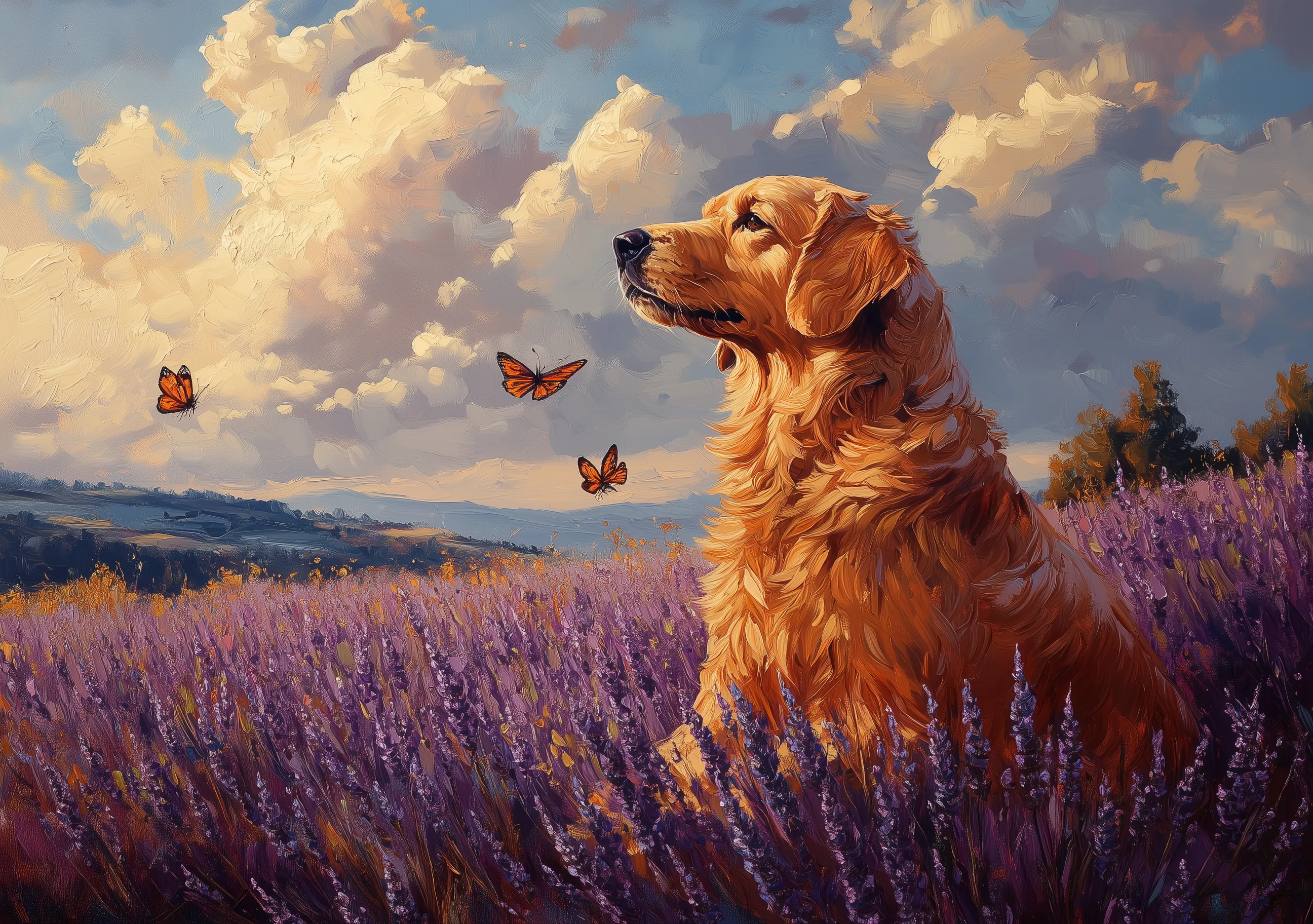 Reflejos: Perro Lavanda Campo