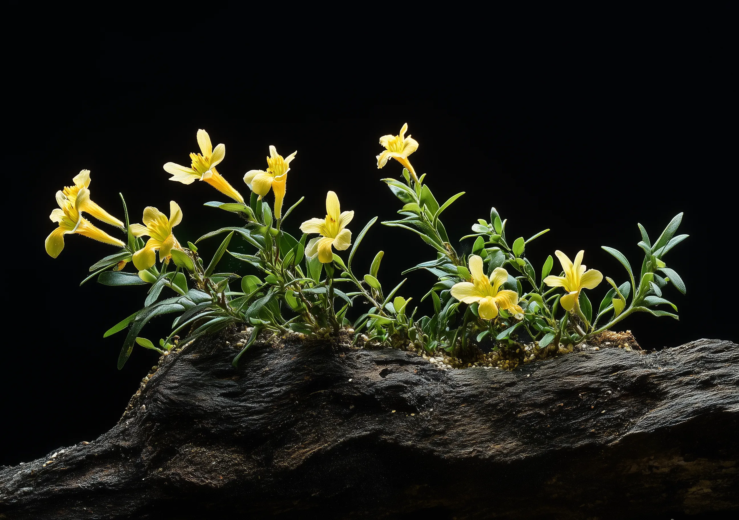 Plant With Yellow Flowers Growing From Root