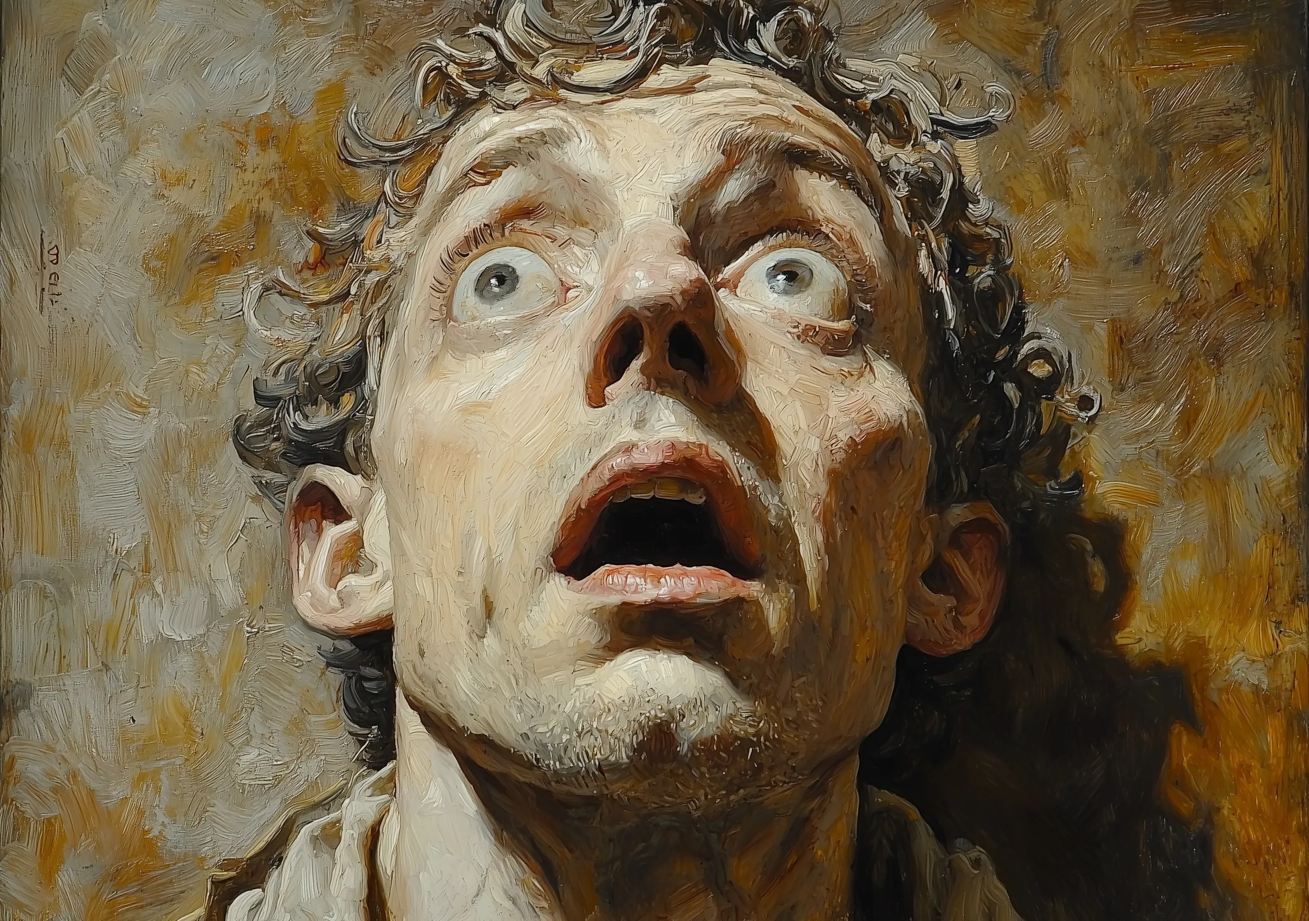 Portrait Of Man Crying In Artwork
