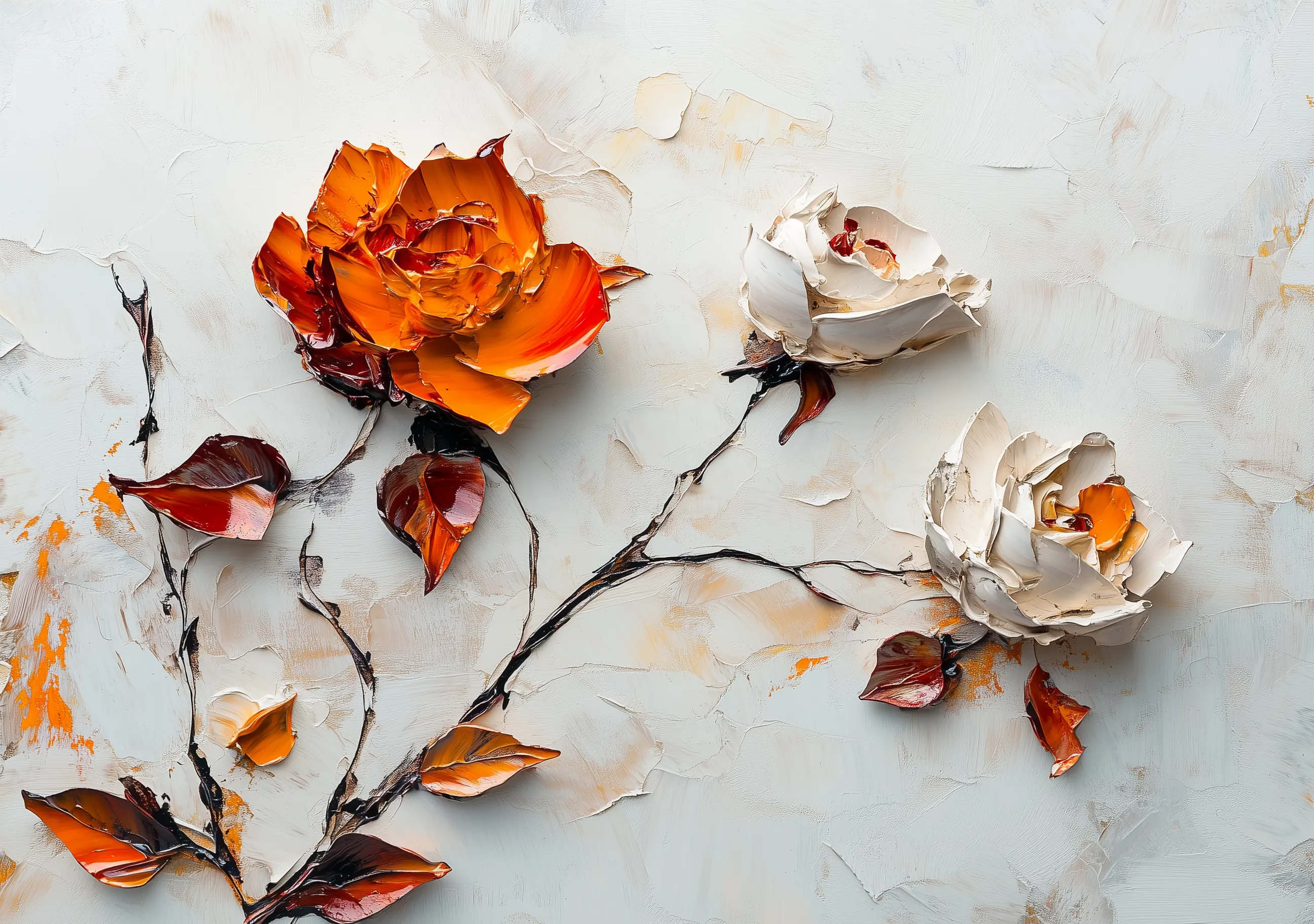 Rosas Y Hojas De Robe