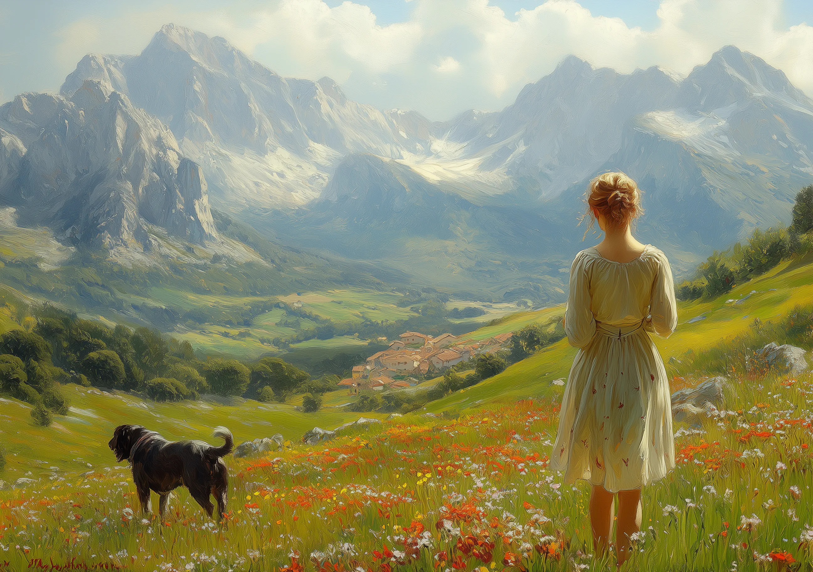 Rural Landscape Person Dog