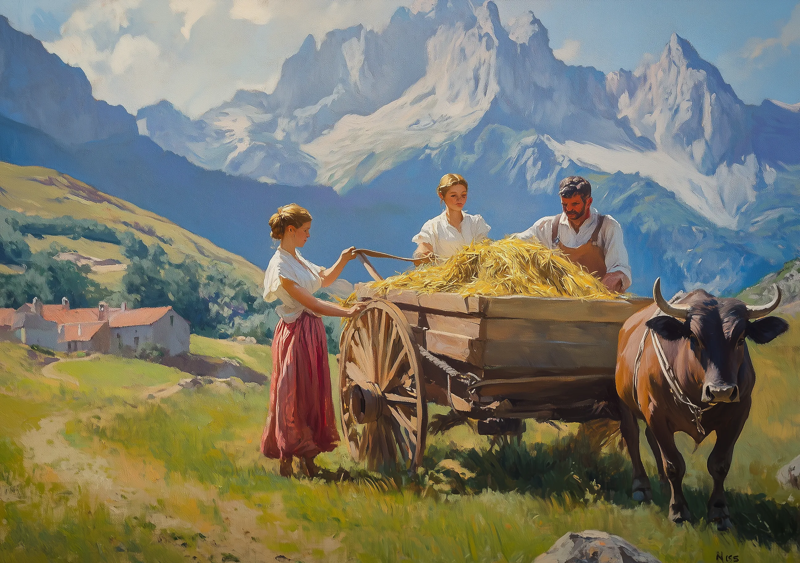 Rural Life Impressionistic Painting