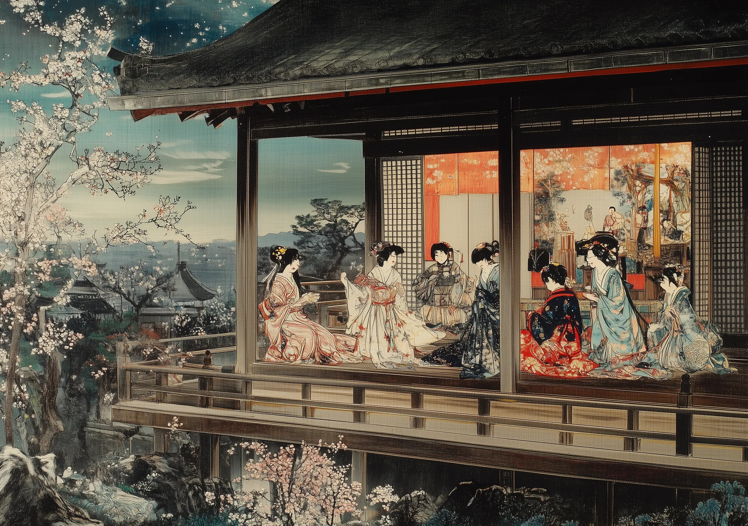 Tea House Japanese Women Painting