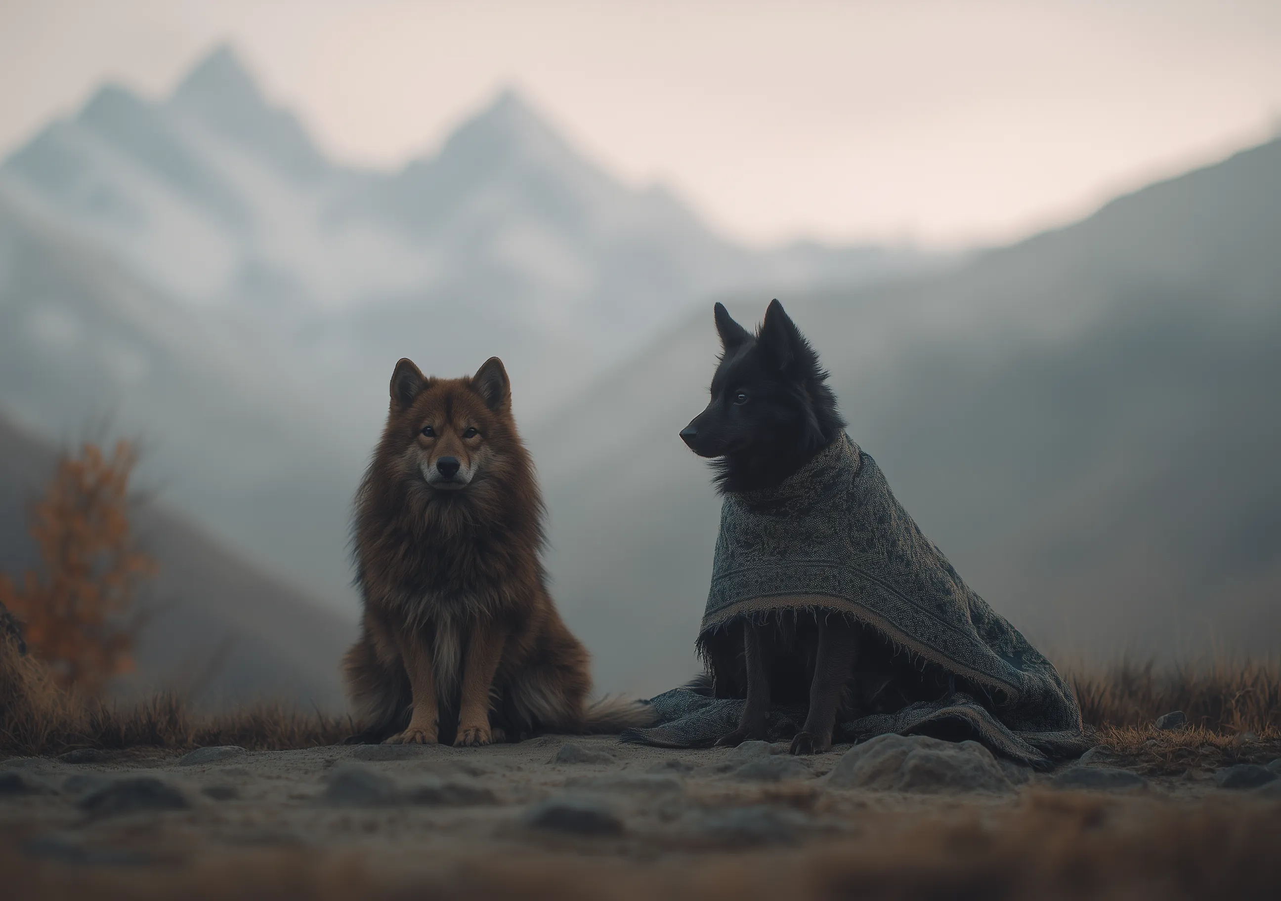 Wolves In The Mountains At Dusk