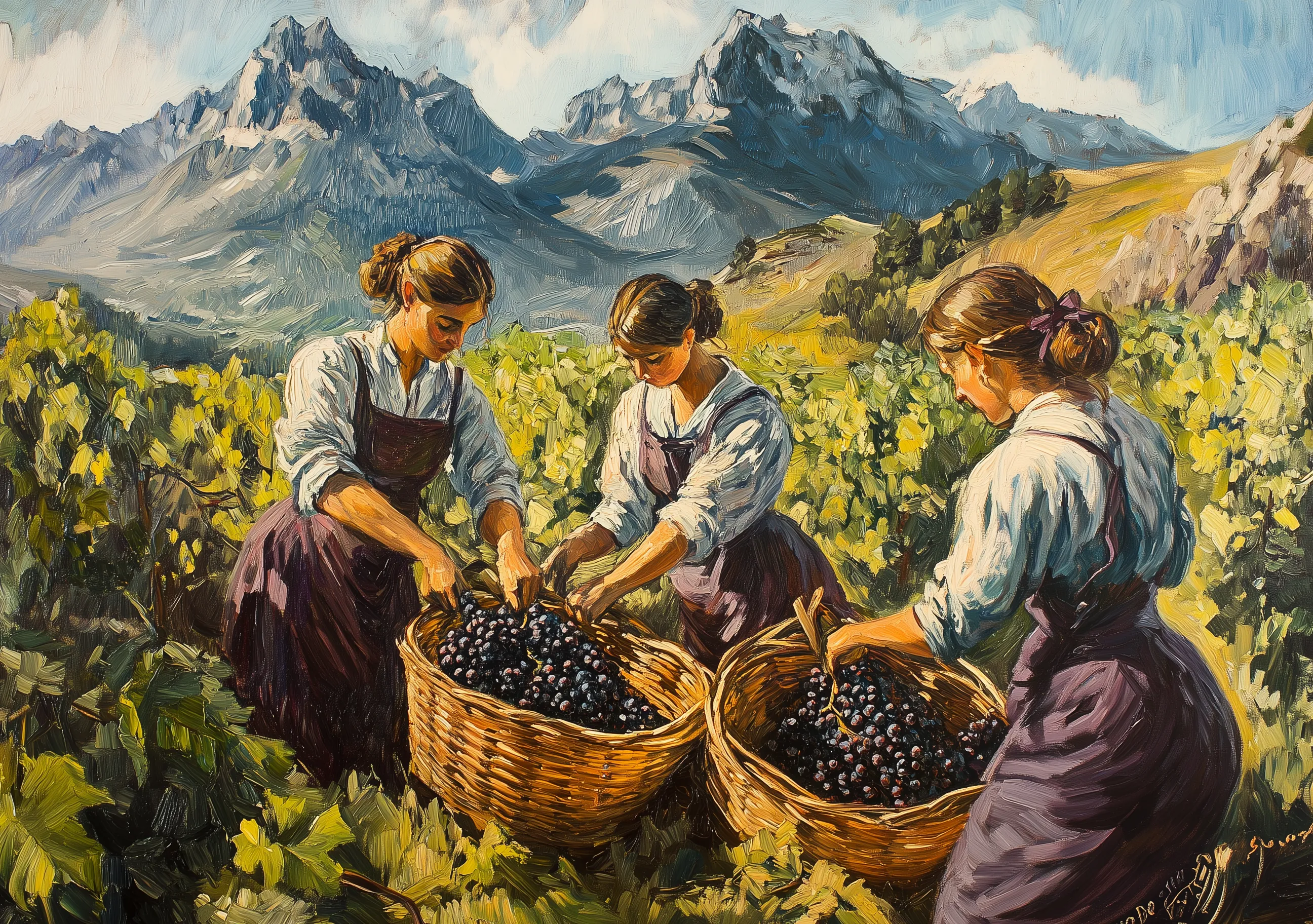 Women Picking Grapes Art